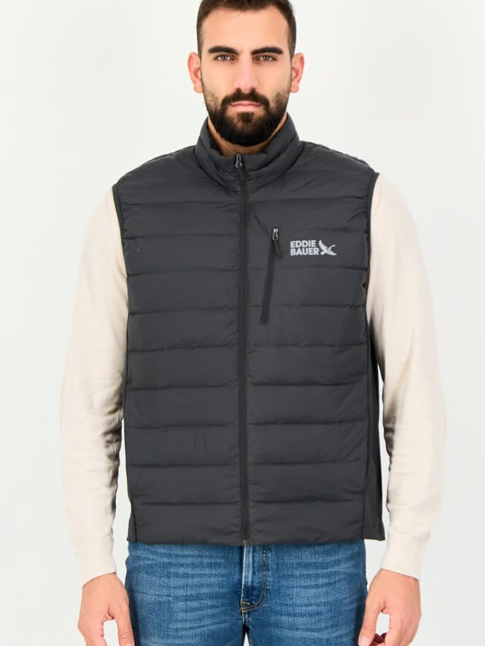 Eddie Bauer Men's Black Quilted 550 Insulated Down Padded Puffer Vest Size Lu